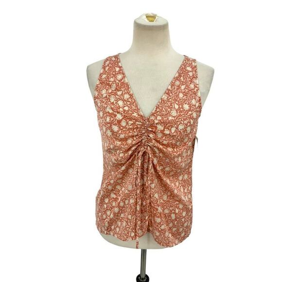 Melrose and Market Pink Floral Cinch Front Sleeveless Top Size XS NWOT - Picture 1 of 6
